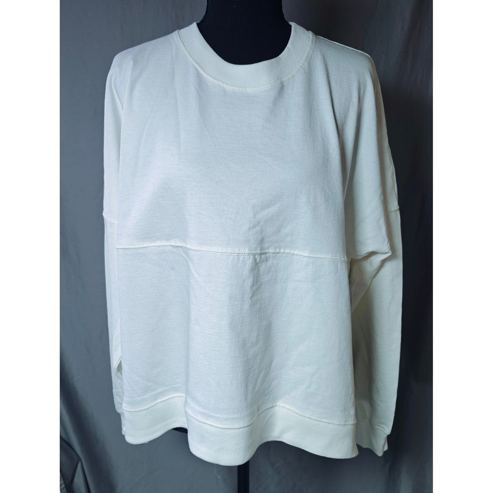 Spirit Jersey Blank Cream Oversized Long Sleeve Crewneck Top Small lace up‎ hem